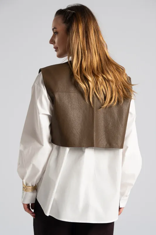 Set Leather Vest and Shirt 