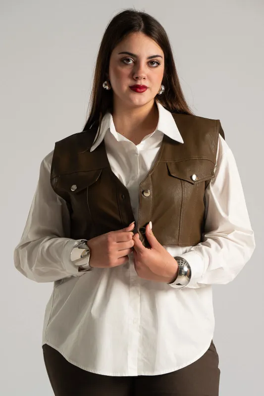Set Leather Vest and Shirt 