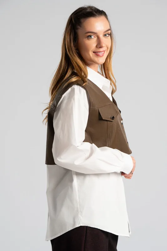 Set Leather Vest and Shirt 