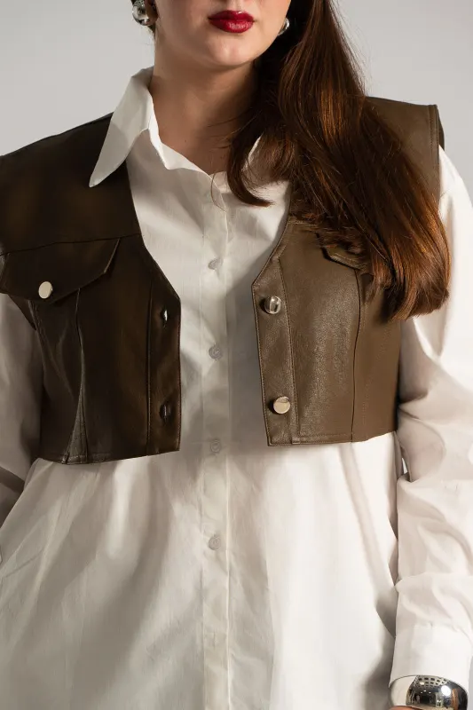 Set Leather Vest and Shirt 