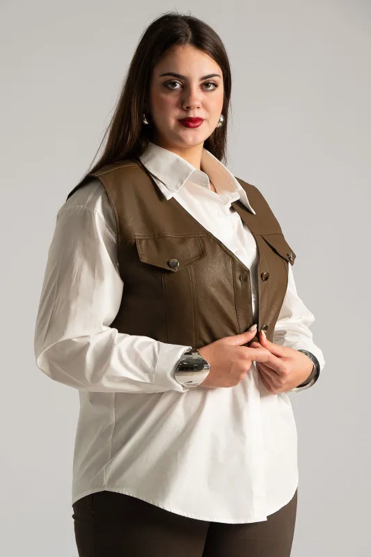 Set Leather Vest and Shirt 