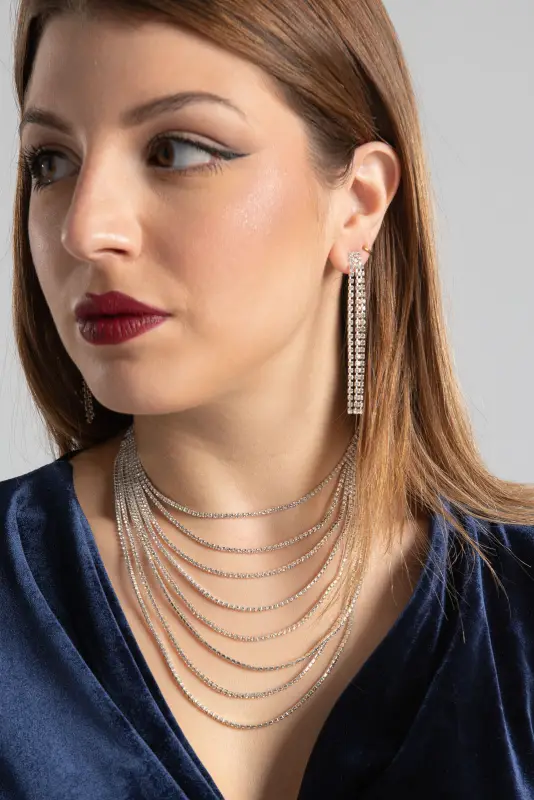 Σετ Κολιέ-Σκουλαρίκια Layered Στρας