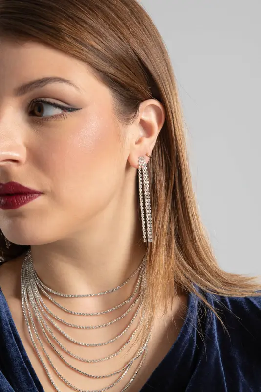 Σετ Κολιέ-Σκουλαρίκια Layered Στρας