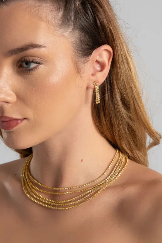 Set Necklace-Earrings Multiple Lines