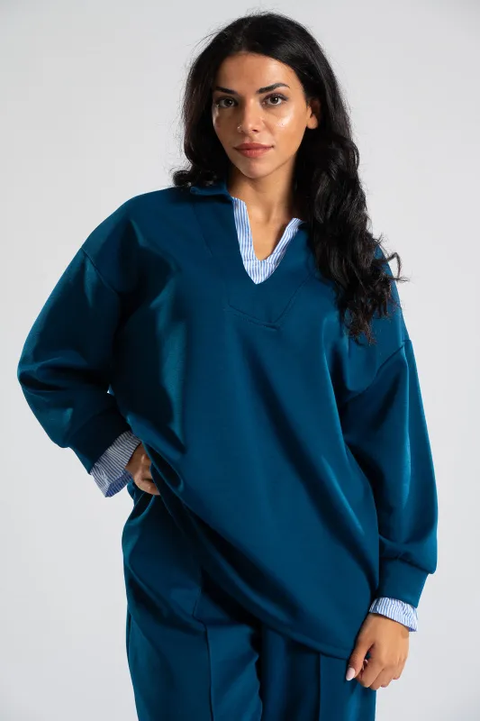 Set Blouse with Collar and Trousers