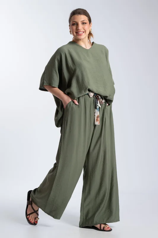 Σετ Μπλουζα-Παντελονα Floral Δέσιμο