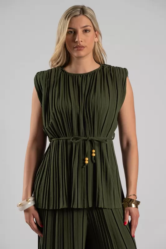 Set Blouse Pants Pleated