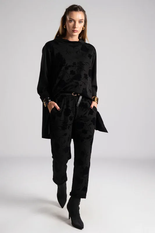 Set Blouse-Pants Embossed Floral