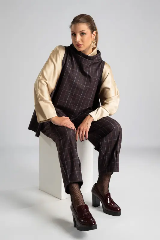 Set Blouse Trousers Checkered