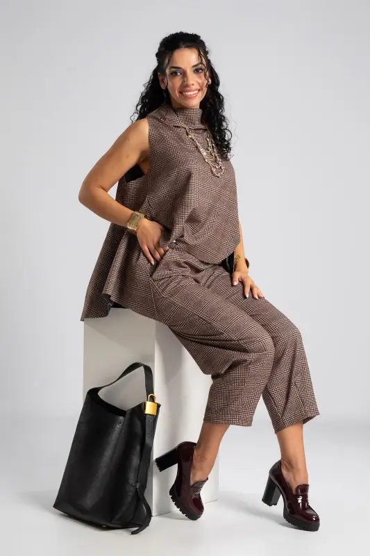 Set Blouse Trousers Checkered