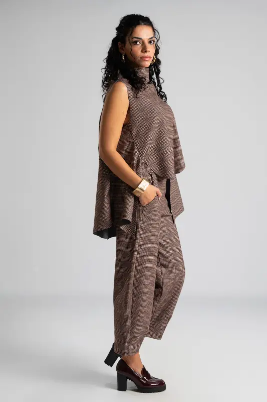 Set Blouse Trousers Checkered