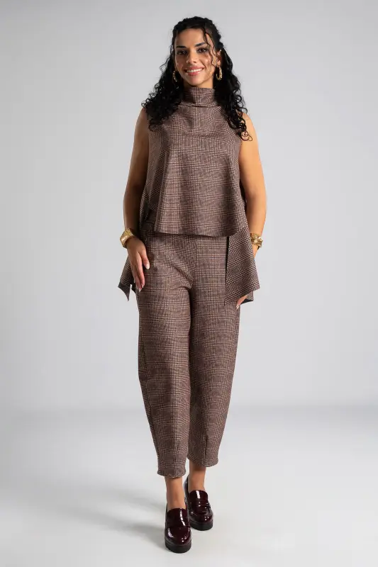 Set Blouse Trousers Checkered
