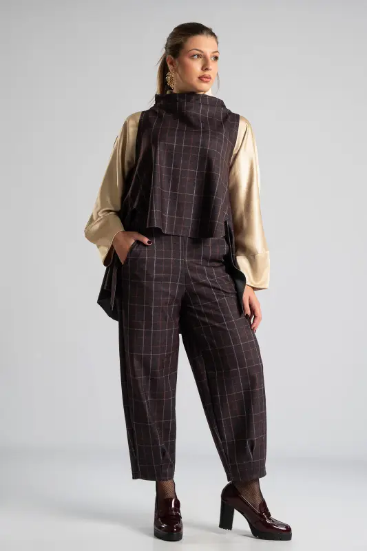 Set Blouse Trousers Checkered