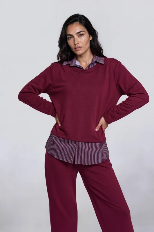 Co-ord Blouse-Pants with Striped Details