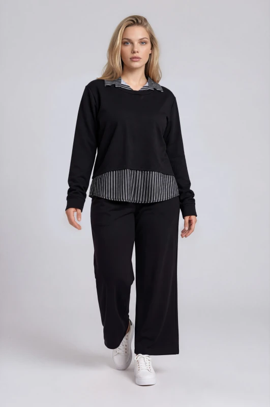Co-ord Blouse-Pants with Striped Details