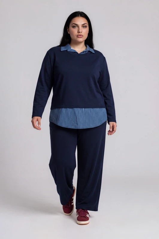 Co-ord Blouse-Pants with Striped Details