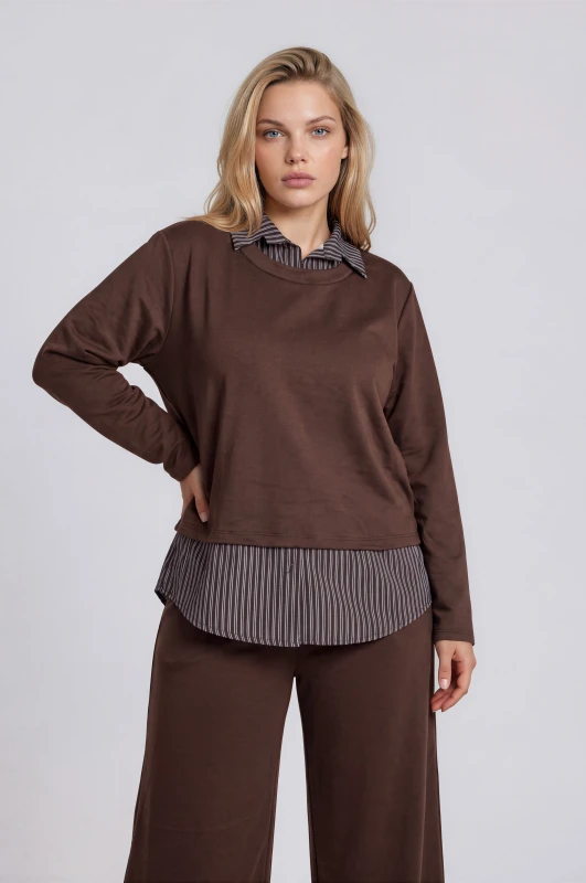 Co-ord Blouse-Pants with Striped Details