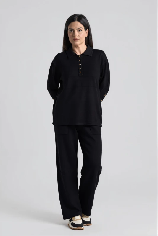 Co-ord Blouse-Pants with Gold Buttons