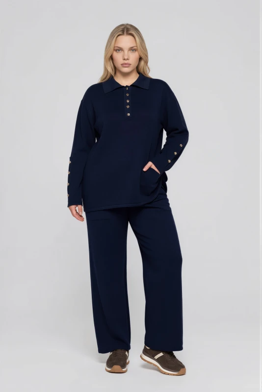 Co-ord Blouse-Pants with Gold Buttons