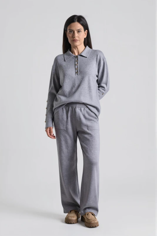Co-ord Blouse-Pants with Gold Buttons