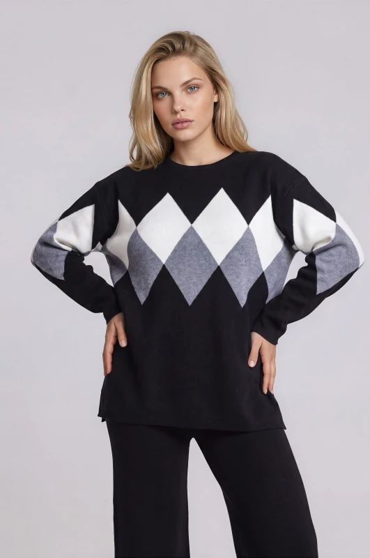 Co-ord Top-Pants Knit Rhombus 