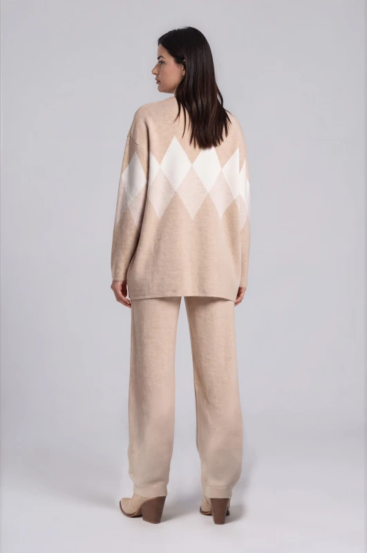 Co-ord Top-Pants Knit Rhombus 