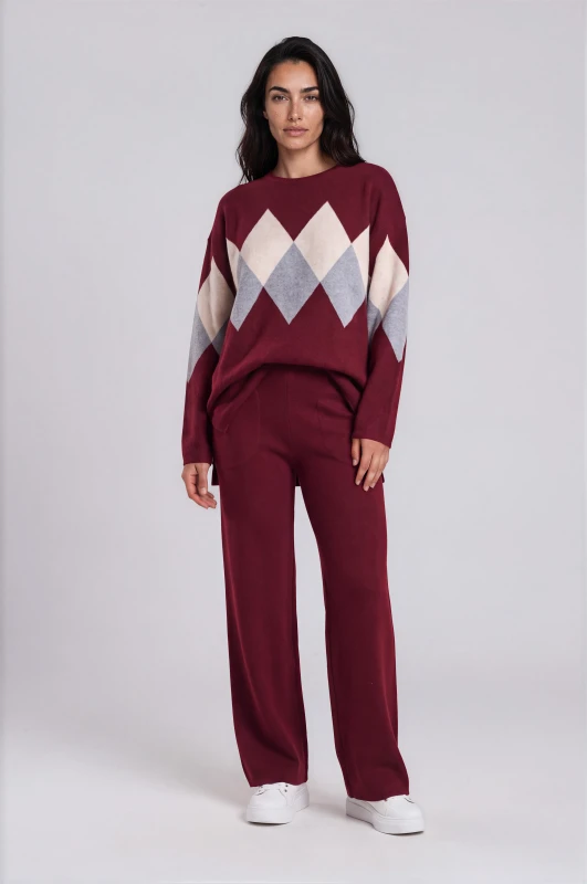 Co-ord Top-Pants Knit Rhombus 