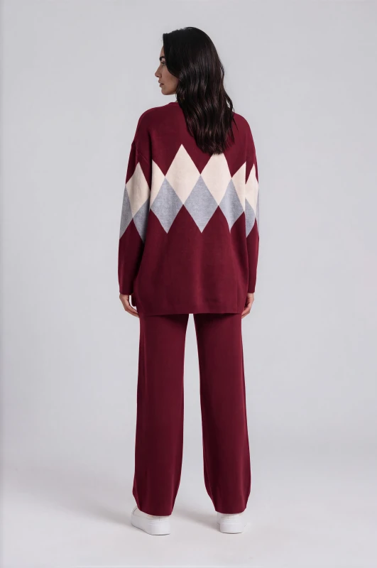 Co-ord Top-Pants Knit Rhombus 