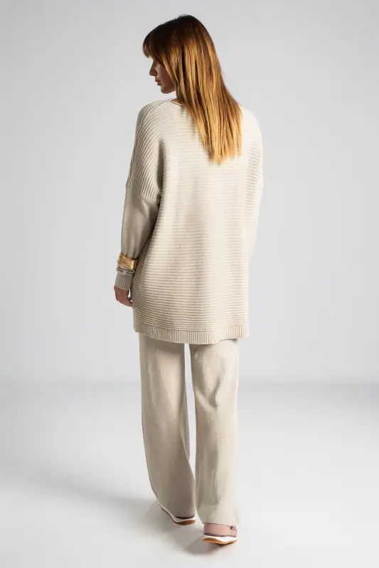 Set Blouse Pants Knitted Rib