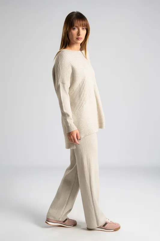 Set Blouse Pants Knitted Rib