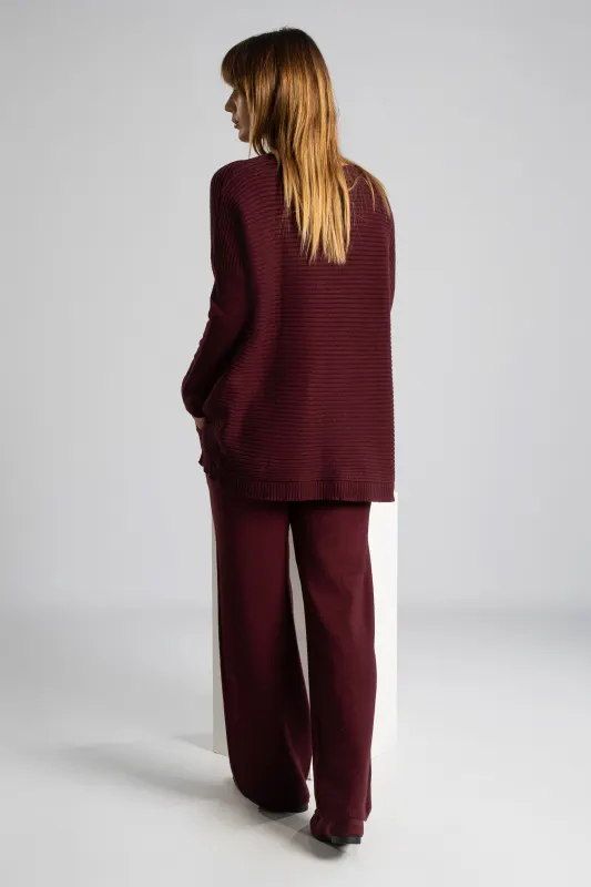 Set Blouse Pants Knitted Rib