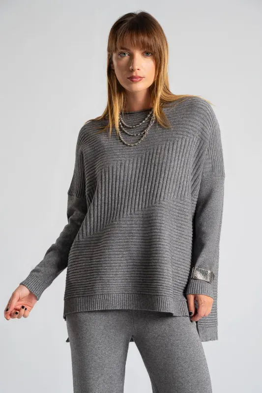 Set Blouse Pants Knitted Rib