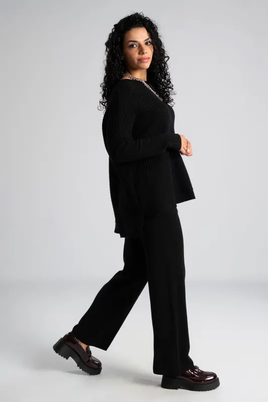 Set Blouse Pants Knitted Rib