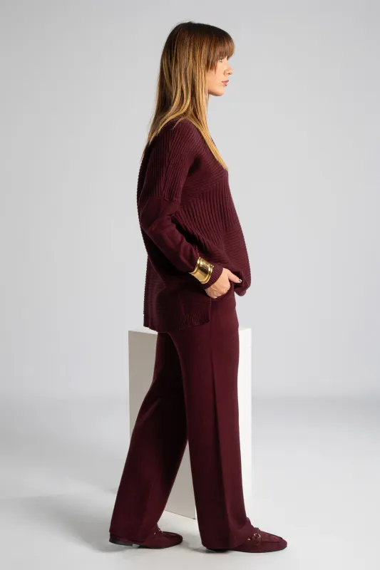 Set Blouse Pants Knitted Rib