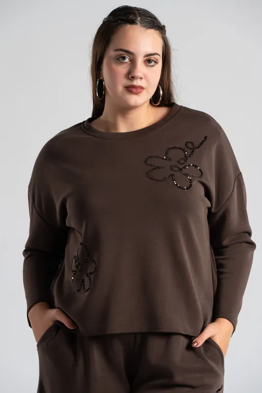 Σετ Μπλούζα-Παντελόνι Παγιέτα Flower