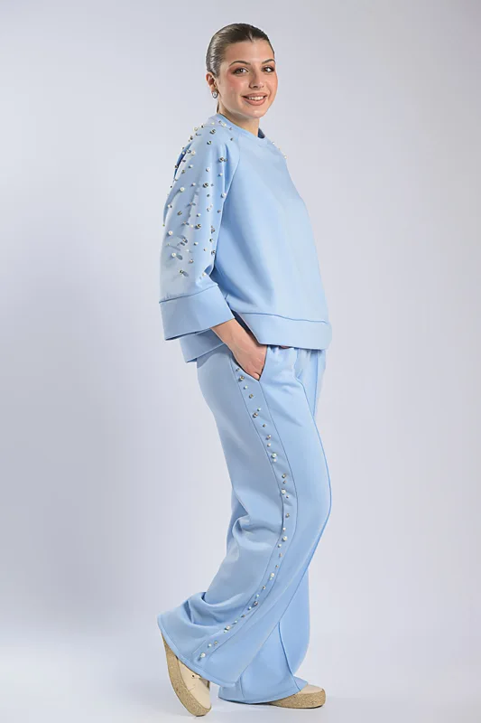 Blouse-Pants Set Pearl Strass 