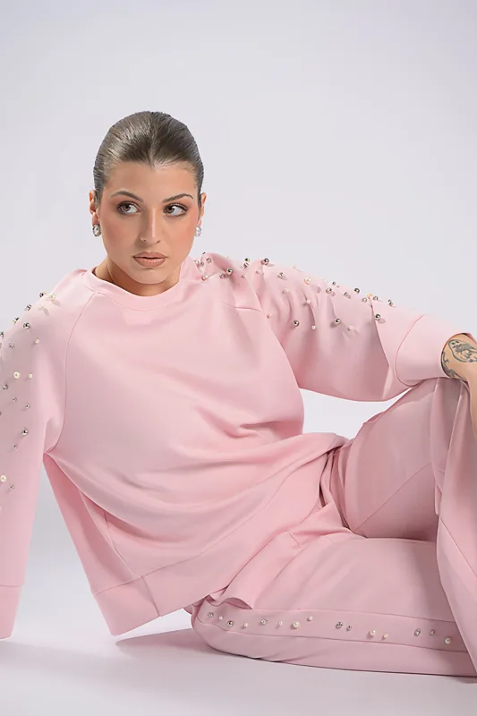 Blouse-Pants Set Pearl Strass 