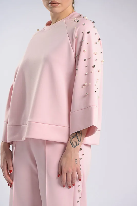Blouse-Pants Set Pearl Strass 