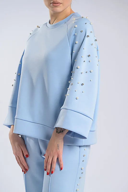 Blouse-Pants Set Pearl Strass 