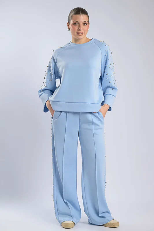 Blouse-Pants Set Pearl Strass 