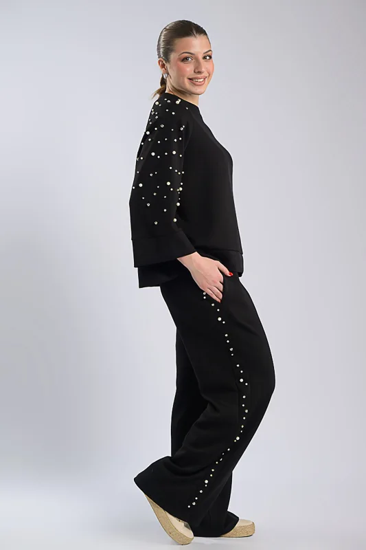 Blouse-Pants Set Pearl Strass 