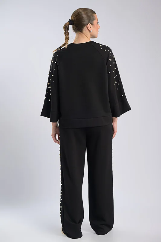 Blouse-Pants Set Pearl Strass 