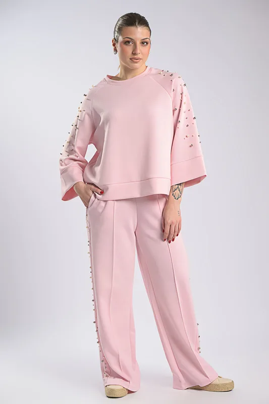 Blouse-Pants Set Pearl Strass 