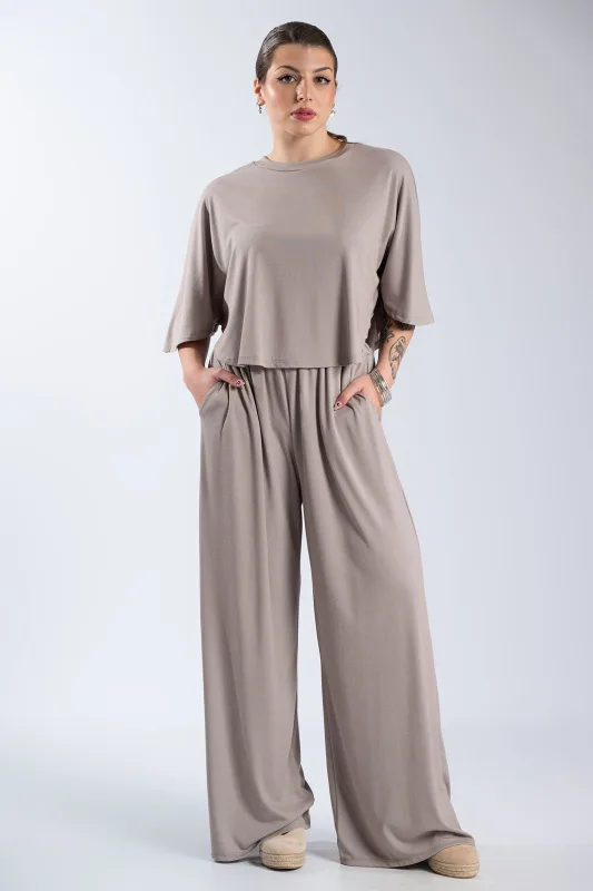 Σετ Μπλούζα-Παντελόνι Rib Μονόχρωμο