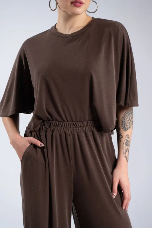 Σετ Μπλούζα-Παντελόνι Rib Μονόχρωμο