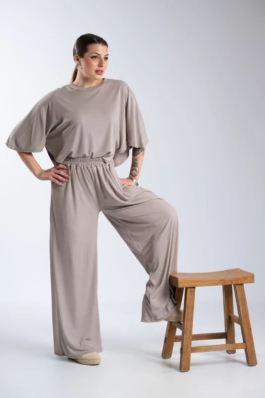 Σετ Μπλούζα-Παντελόνι Rib Μονόχρωμο