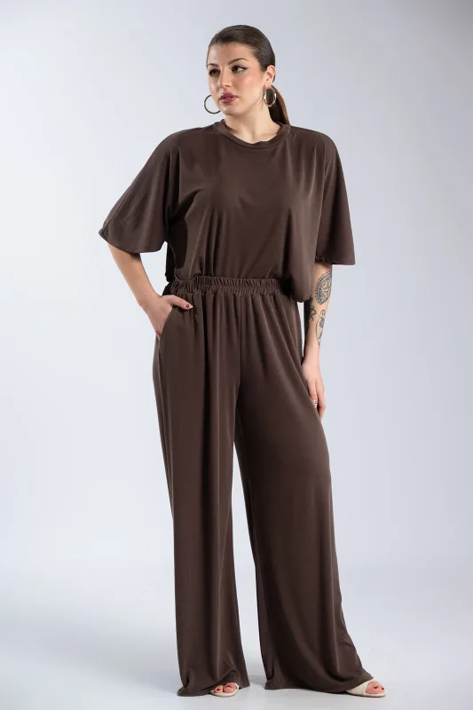 Σετ Μπλούζα-Παντελόνι Rib Μονόχρωμο