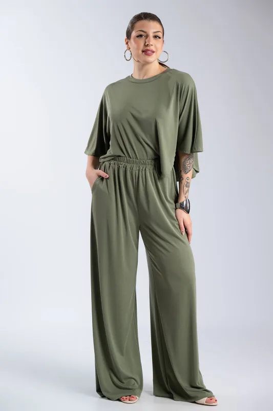 Σετ Μπλούζα-Παντελόνι Rib Μονόχρωμο