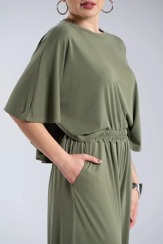 Σετ Μπλούζα-Παντελόνι Rib Μονόχρωμο