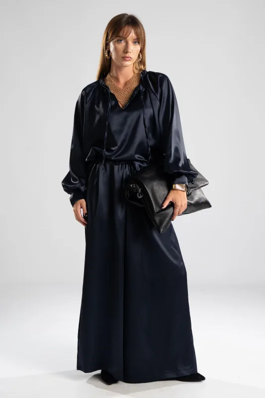 Satin Set Blouse-Pants Monochrome